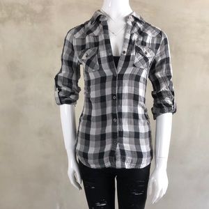 My Black & Gray Plaid Top